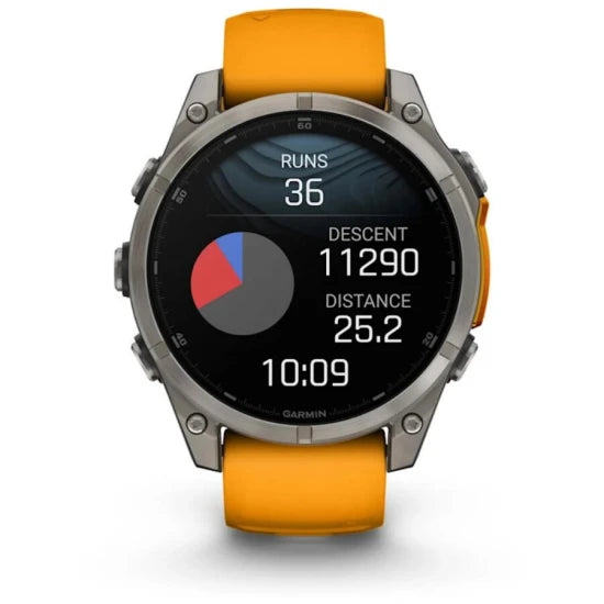 Ceas Garmin Fenix 8 Amoled Sapphire Spark Orange / Graphite Ti / Bare, 47mm, Emea