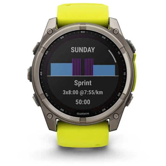 Ceas Garmin Fenix 8 Sapphire Solar Yellow/graphite Titanium, 51mm Emea
