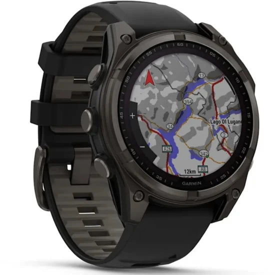 Ceas Garmin Fenix 8 Solar Sapphire Carbon, Grey Ti / Black, 47mm, Em