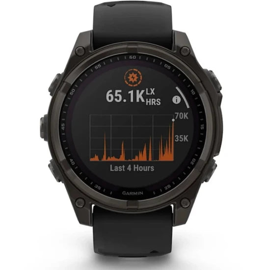 Ceas Garmin Fenix 8 Solar Sapphire Carbon, Grey Ti / Black, 47mm, Em