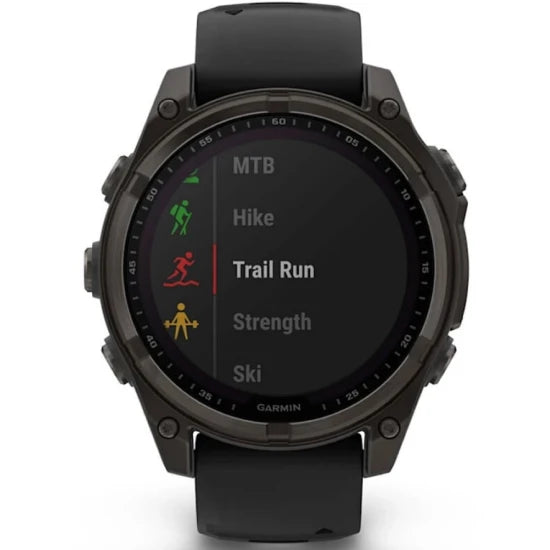 Ceas Garmin Fenix 8 Solar Sapphire Carbon, Grey Ti / Black, 47mm, Em