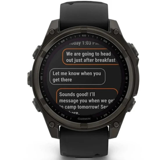Ceas Garmin Fenix 8 Solar Sapphire Carbon, Grey Ti / Black, 47mm, Em