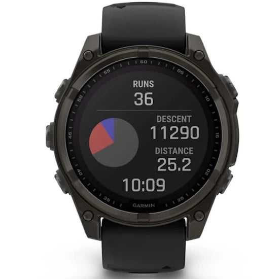 Ceas Garmin Fenix 8 Solar Sapphire Carbon, Grey Ti / Black, 47mm, Em