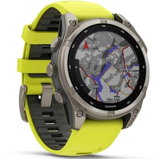 Ceas Garmin Fenix 8 Solar Sapphire Carbon, Yellow / Graphite, 47mm, Emea