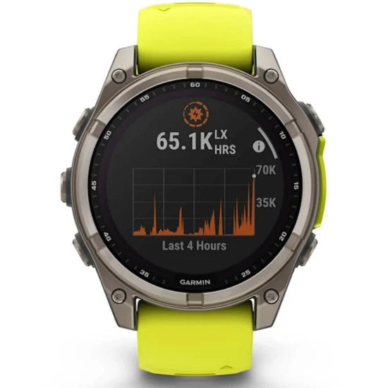Ceas Garmin Fenix 8 Solar Sapphire Carbon, Yellow / Graphite, 47mm, Emea
