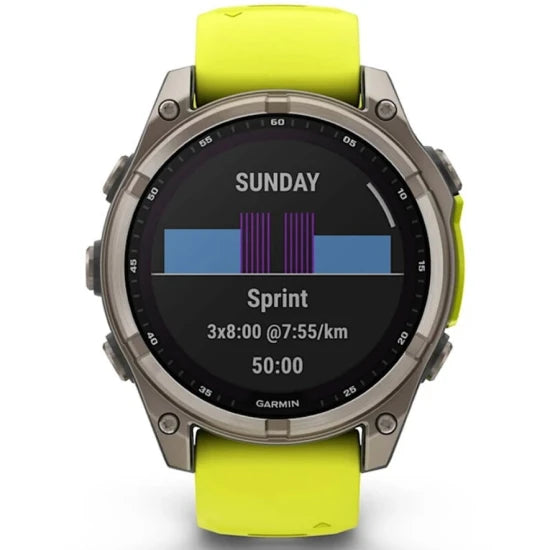 Ceas Garmin Fenix 8 Solar Sapphire Carbon, Yellow / Graphite, 47mm, Emea