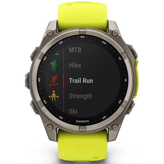 Ceas Garmin Fenix 8 Solar Sapphire Carbon, Yellow / Graphite, 47mm, Emea