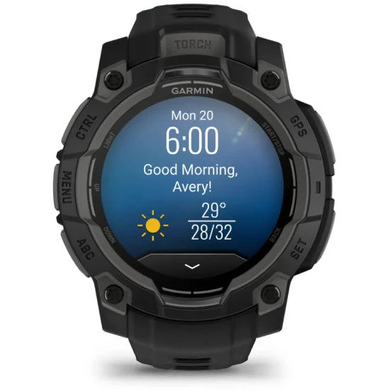 Ceas Garmin Instinct 3 Amoled Black, Curea Neagra, 45mm