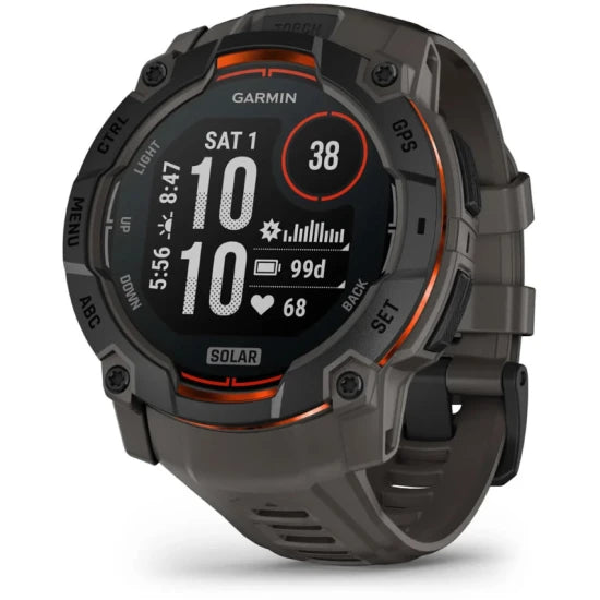 Ceas Garmin Instinct 3 Solar Black Curea Charcoal 50mm