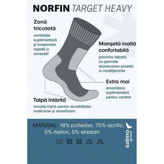 Ciorapi Norfin Target Heavy T1p, Marime L (41/42)