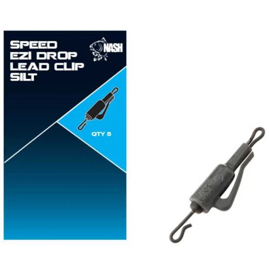 Clips Plumb Piedut Nash Speed Ezi Drop Lead Clip Silt + Vartej Cu Agrafa Rapida, 8buc/pac