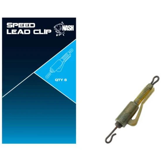 Clips Plumb Piedut Nash Speed Lead Clip + Vartej Cu Agrafa Rapida, 8buc/pac