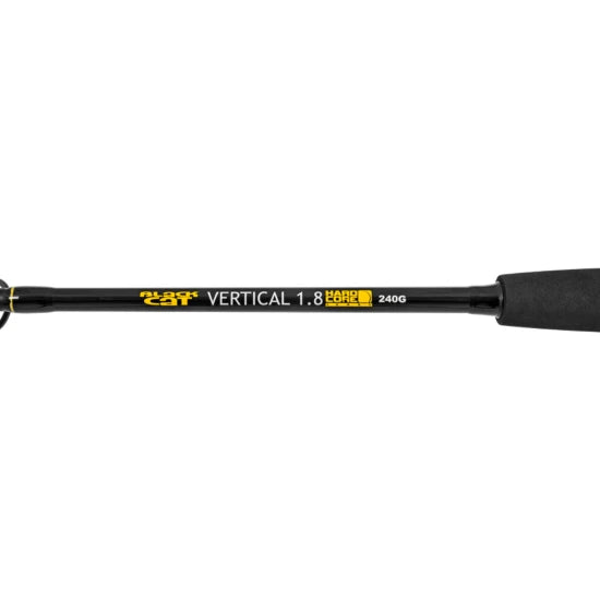 Combo Black Cat Hard Core Combo Vertical Rod, 1.80m, 240g, 1seg + Mulineta Black Passion Fd 50 Reel + Fir Textil