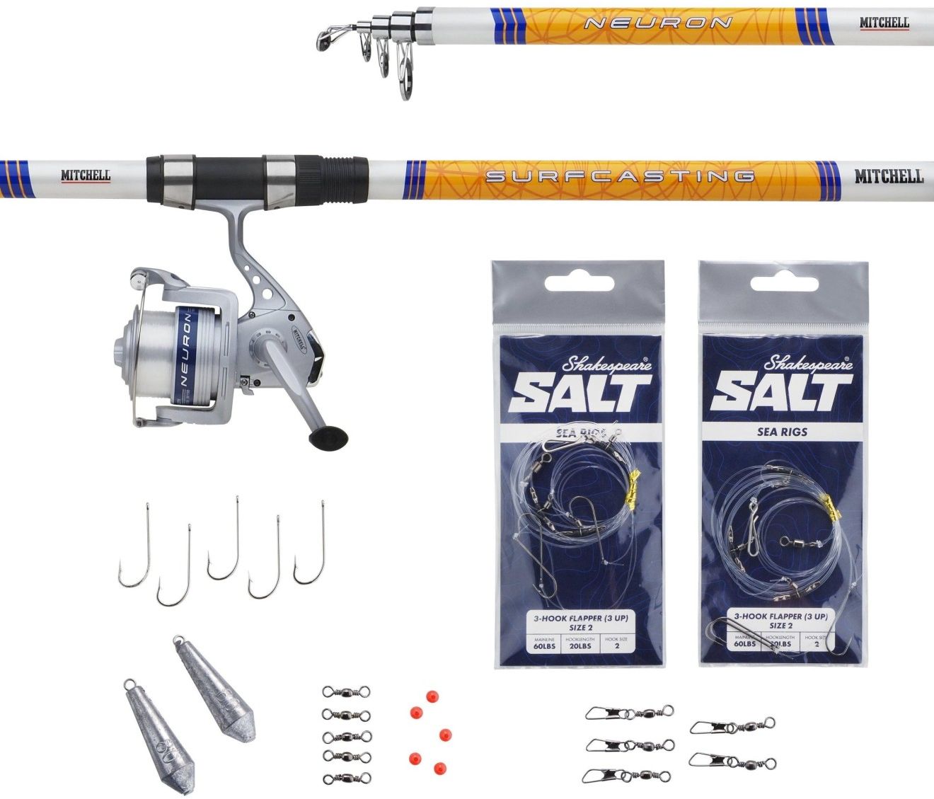 Combo Mitchell Neuron Surfcasting Tele MH, 80-150g, 3.90m, 4seg