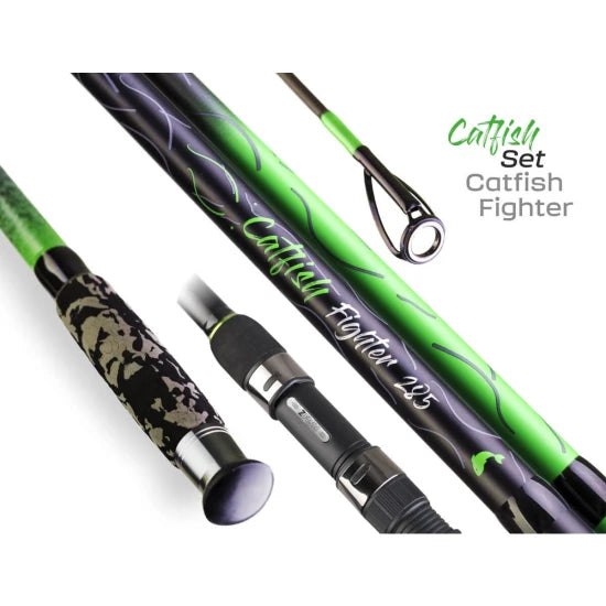 Combo Pescuit Somn Zfish Lanseta Catfish Fighter 2.85m, 100/300g, Mulineta Zeus Zx 8000
