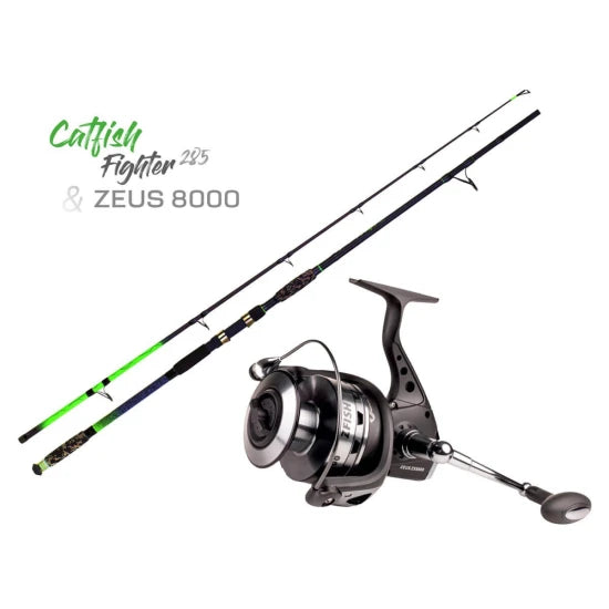 Combo Pescuit Somn Zfish Lanseta Catfish Fighter 2.85m, 100/300g, Mulineta Zeus Zx 8000