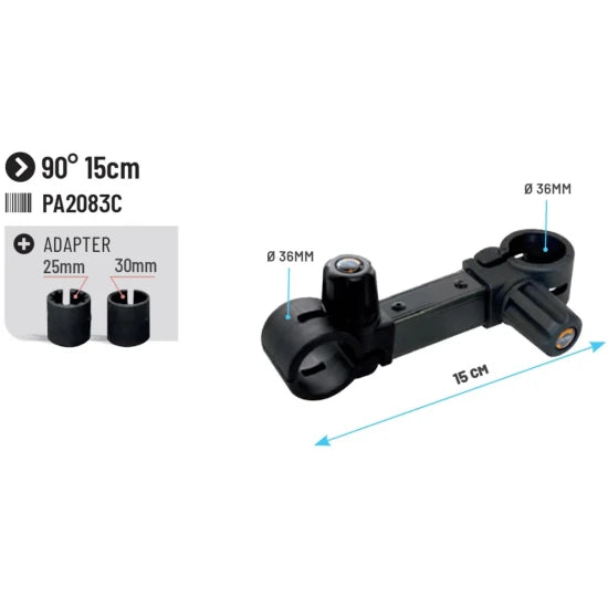 Conector Colmic 90°, 15cm, D36/30/25mm