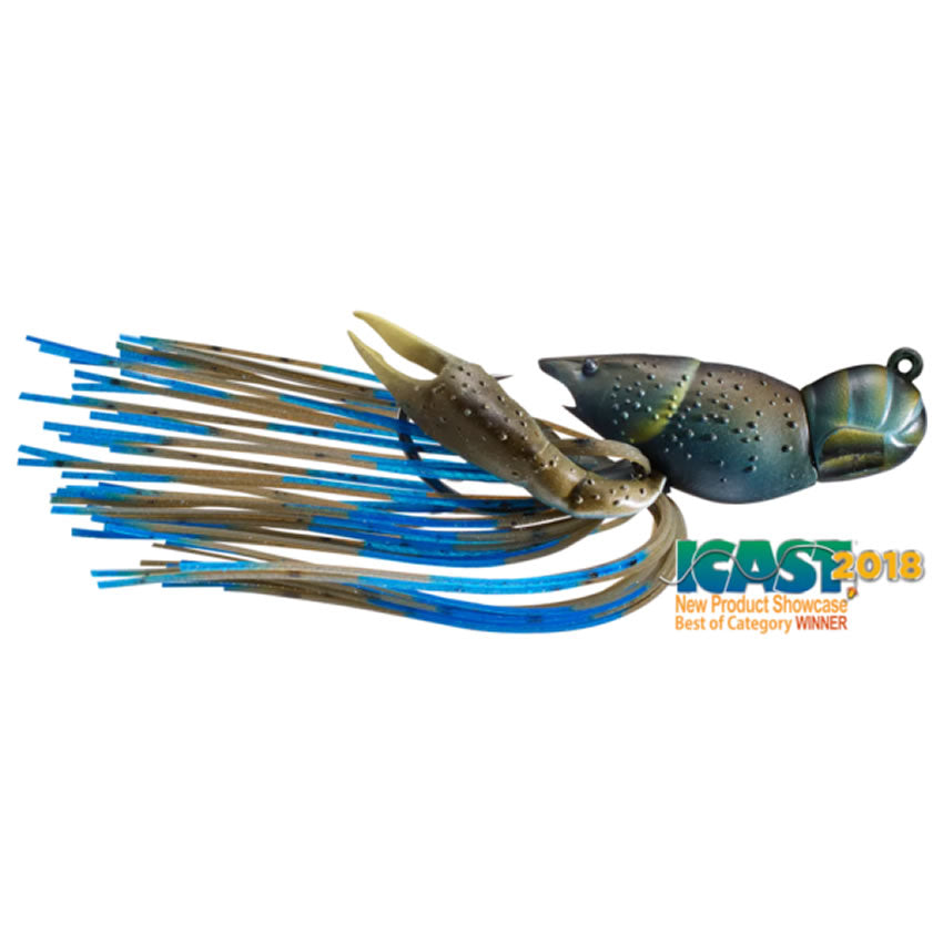 Creatura Live Target Hollow Crawfish Jig, Mud / Blue, 4cm, 11g