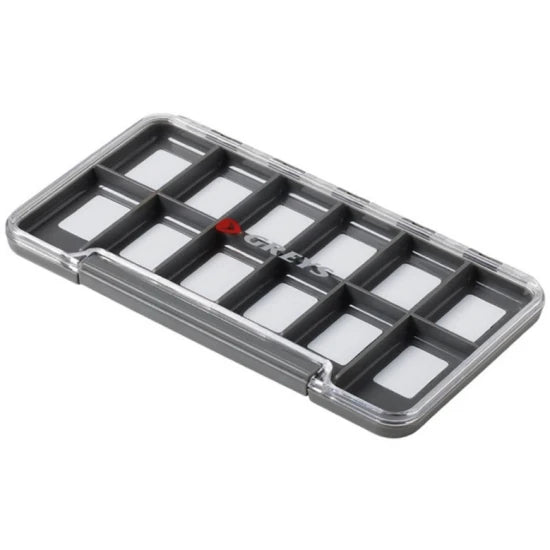Cutie Muste Greys Slim Waterproof Fly Box, 12 Compartimente, 18.7x10.3x1.7cm