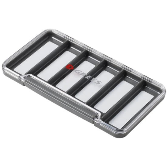 Cutie Muste Greys Slim Waterproof Fly Box, 6 Compartimente, 18.7x10.3x1.7cm