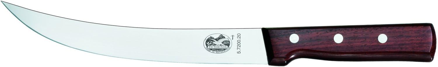 Cutit Bucatarie Victorinox Breaking Knife, Lama Curbata 20cm, Lemn, Maro