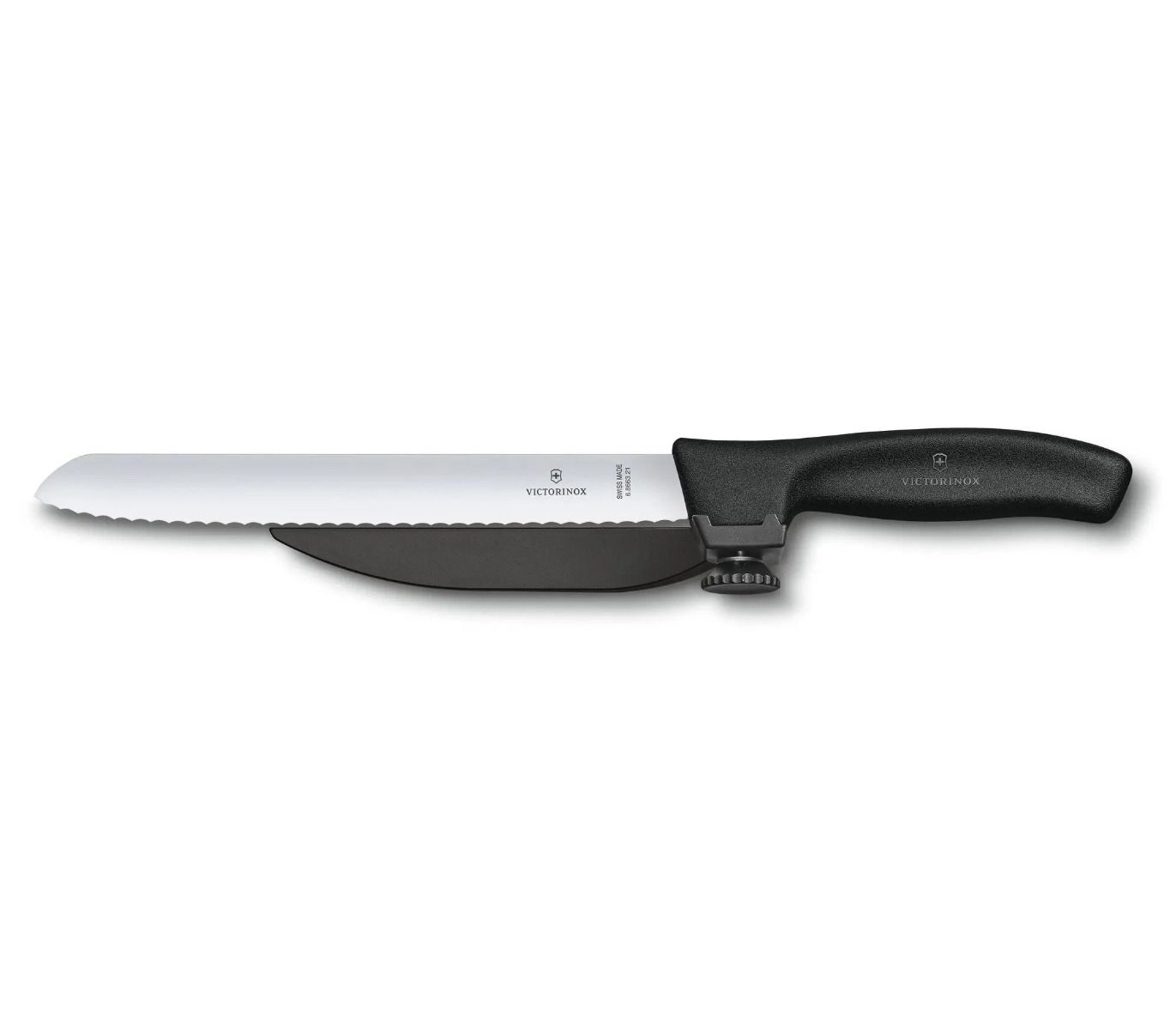 Cutit Bucatarie Victorinox Swiss Classic DUX-Knife, margine ondulata, 21cm, negru