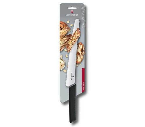 Cutit Bucatarie Victorinox, Swiss Modern pentru Paine , Lama Zimtata 26cm, Negru, Blister