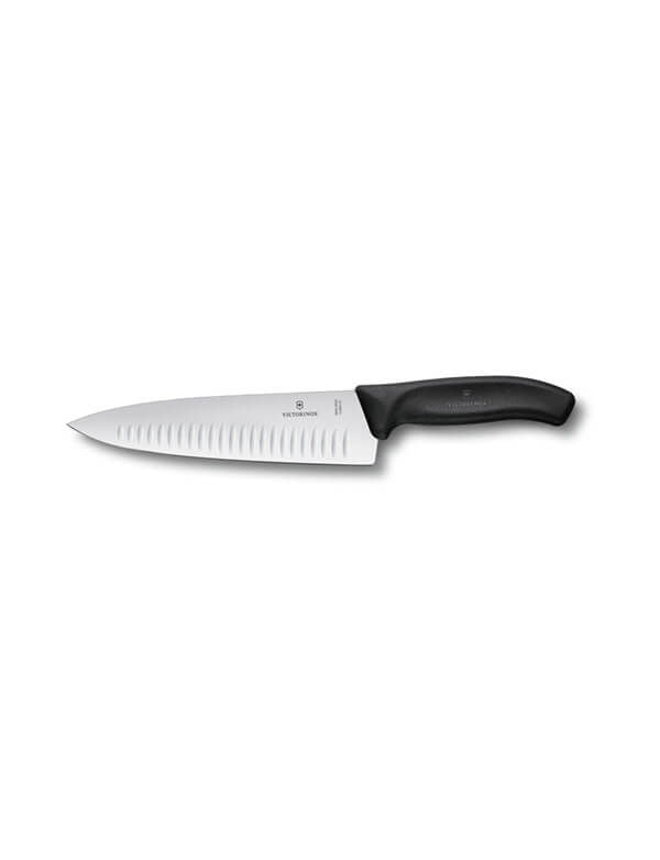 Cutit Carne Victorinox, SwissClassic Carving Knife, Lama Gofrata 20cm, Negru, Cutie Cadou