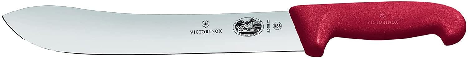 Cutit Macelar Victorinox Butcher Knife, Wide Tip Blade, Fibrox, Lama 25cm, Rosu