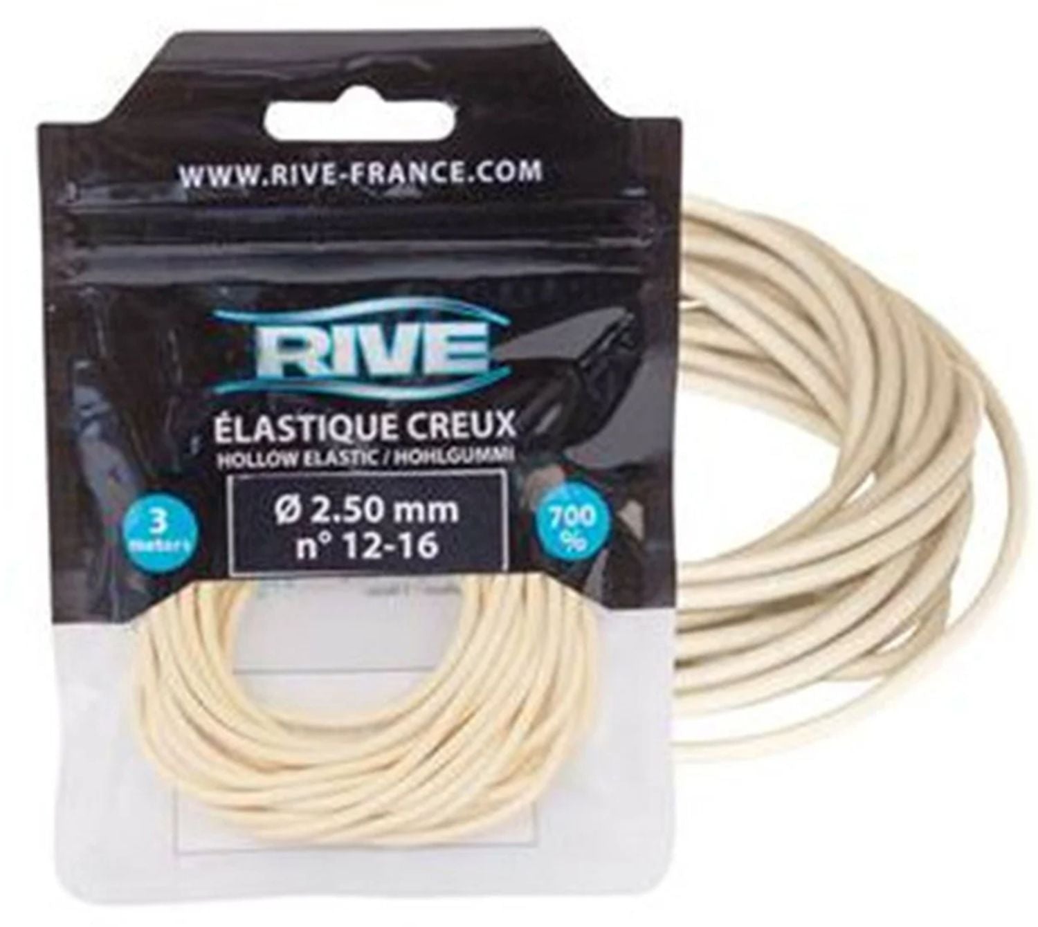 Elastic Rive Creux, Alb, 2.50mm, 3m