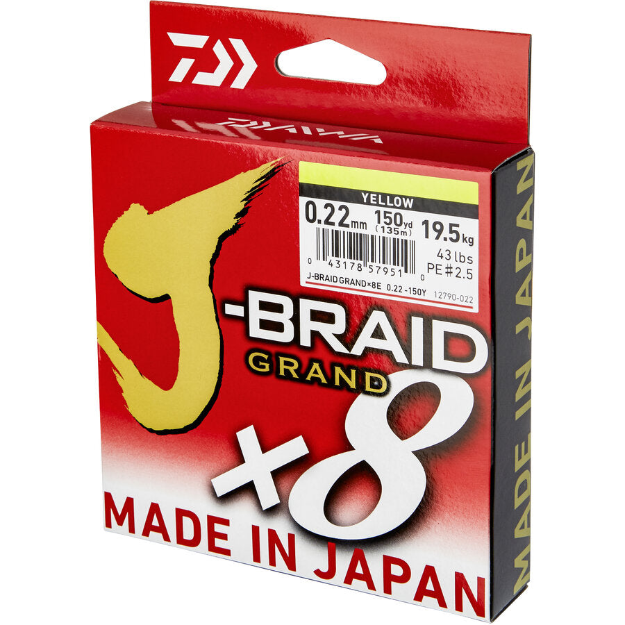 FIR DAIWA J-BRAID GRAND X8 YELLOW 018MM/12.5KG/135M