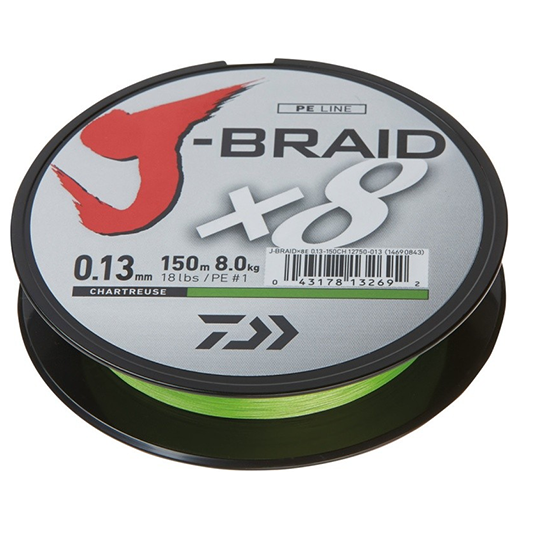 FIR DAIWA J-BRAID X8 CHARTREUSE 028MM/26.5KG/150M