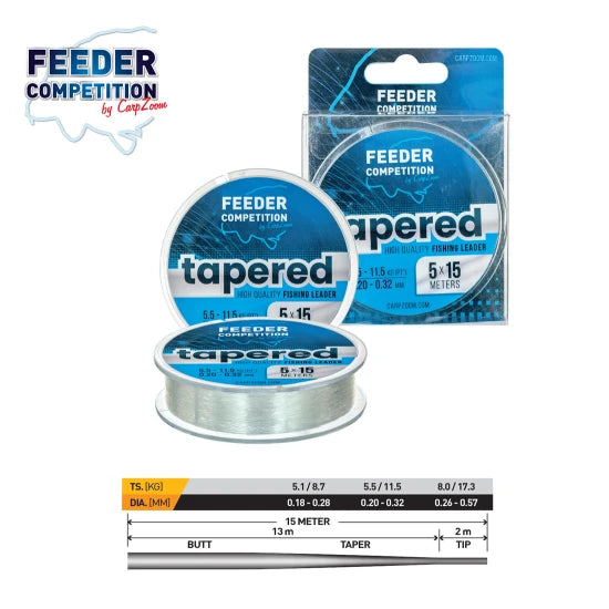 Fir Inaintas Conic Carp Zoom Tapered Feeder Leader 5x15m 0.26-0.57mm 17.3kg