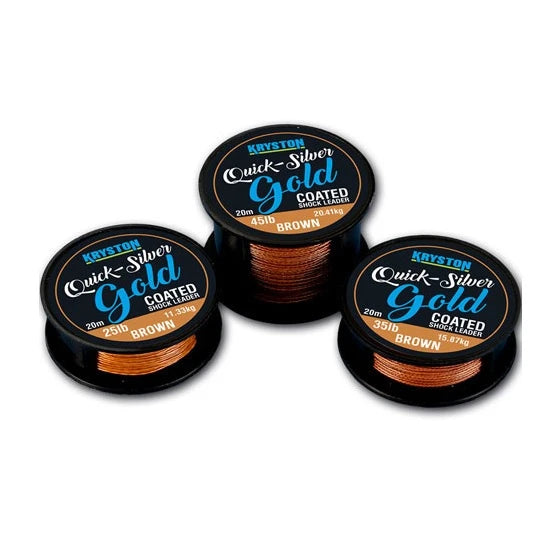 Fir Kryston Quicksilver Gold Coated Shock Leader 20m 25lb Gravel Brown