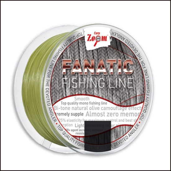 FIR MONOFILAMENT CARP ZOOM FANATIC 1000m 0.34MM 10.20KG Verde Olive