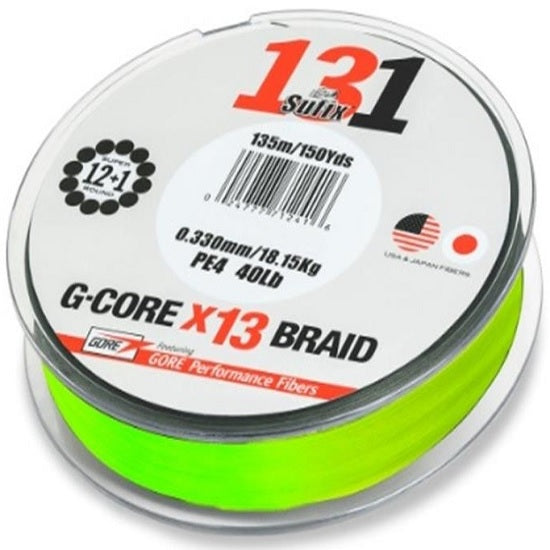 FIR TEXTIL SUFIX 131 G-CORE X13 BRAID NEON CHARTREUSE 150M 0.205 mm 12.70kg
