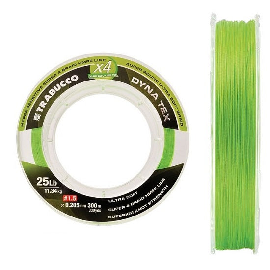 FIR TEXTIL TRABUCCO DYNA TEX X4 POWER UV LIME YELLOW 150M 0.185MM 20LB