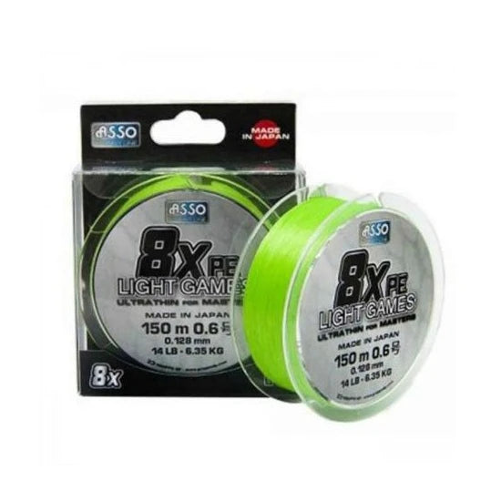 Fir Asso Light Games Pe 8x 0165mm 150m Fluo Chartreuse
