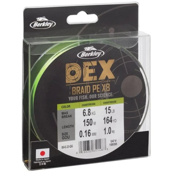 Fir Berkley Dex Braid X8, Chartreuse, 6.8kg, 0.08mm, 3000m