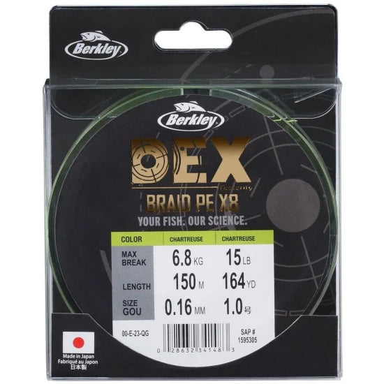 Fir Berkley Dex Braid X8, Chartreuse, 6.8kg, 0.08mm, 3000m