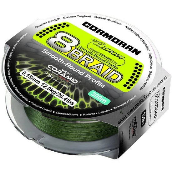 Fir Cormoran Textil Corastrong 8braid, Green, 035mm/37,5kg/300m