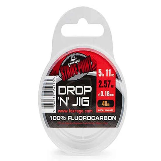 Fir Fluorocarbon Fox Rage Strike Point Drop N Jig Clear 16.58lb/7.52kg, 0.35mm, 40m