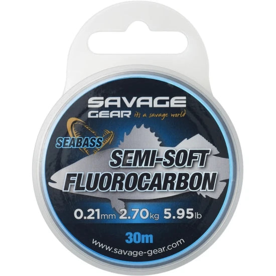 Fir Fluorocarbon Savage Gear Semi Soft Sea Bass 0.21mm, 30m, 2.7kg, Transparent