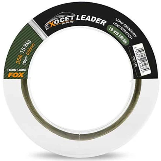 Fir Inaintas Monofilament Fox Exocet Pro Leader Low Vis Green, 100m, 35lb/15.9kg, 0.50mm