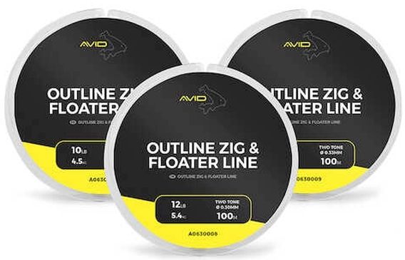 Fir Monofilament AVID Carp Outline Zig &amp; Floater Line, 4.5kg-10lbs, 0.26mm, 100m