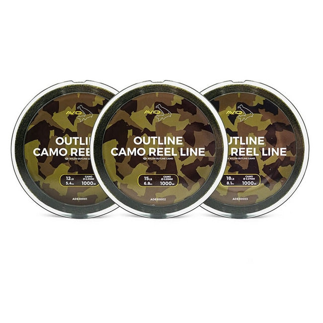 Fir Monofilament Avid Carp Outline Camo Reel 300m 18LB 0.37mm