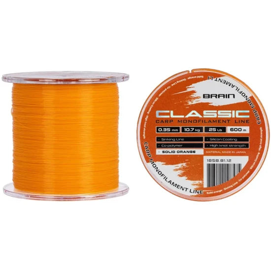 Fir Monofilament Brain Classic Carp Line Solid, Orange, 7.9kg, 0.28mm, 600m