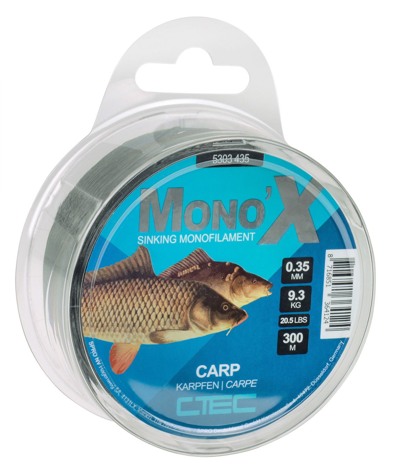 Fir Monofilament C-Tec Carp, 0.30mm, 7.6kg, Black, 400m