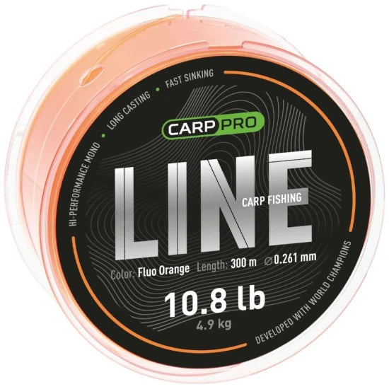 Fir Monofilament Carp Pro Fluorocarbon Coated, Fluo Orange, 0.405mm, 1000m