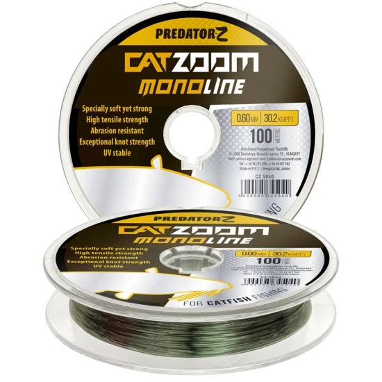 Fir Monofilament Carp Zoom Catzoom Monoline, Green, 100m, 0.60mm, 30.20kg